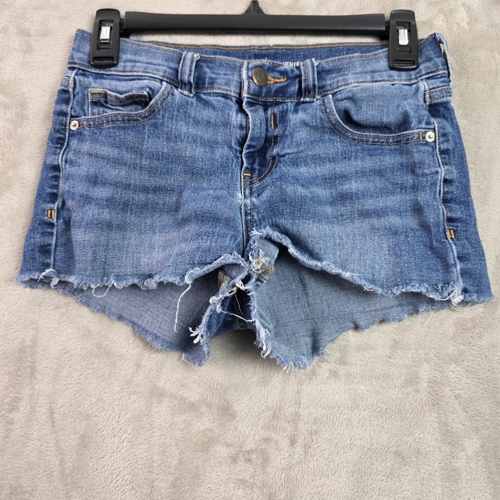 Old Navy Womens Denim Shorts Size 0 Blue Low Rise Raw Hem Cut Offs Medium Wash